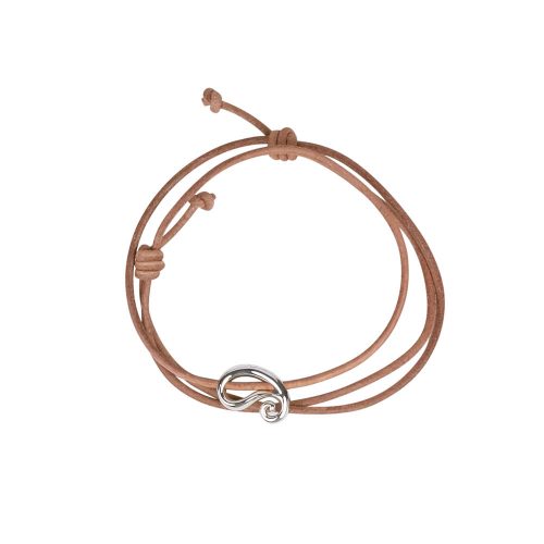Sterling Silver Paisley on Leather Cord Bracelet