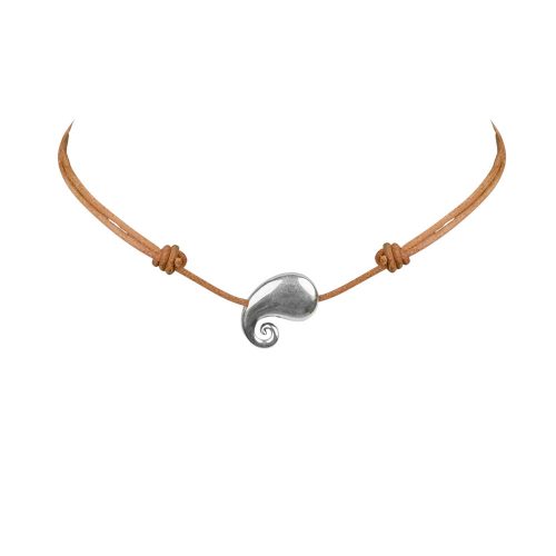 Sterling Silver Paisley Pendant on Leather Cord