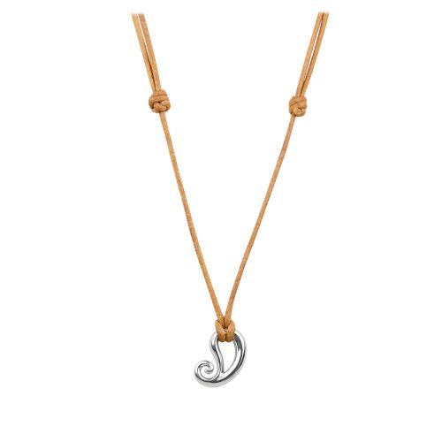 Platinum Paisley Pendant on Leather Cord