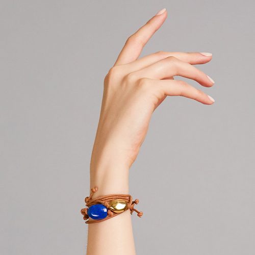 Gold Pebble Bracelet and Lapis Lazuli Pebble Bracelet
