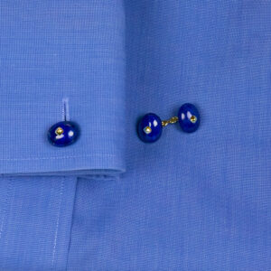 Lapis Lazuli Cuff Links with Gold Sugarloaf and Knot of True Love connector - Image 2