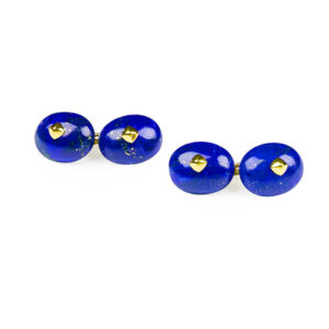 Lapis Lazuli Cuff Links with Gold Sugarloaf and Knot of True Love connector