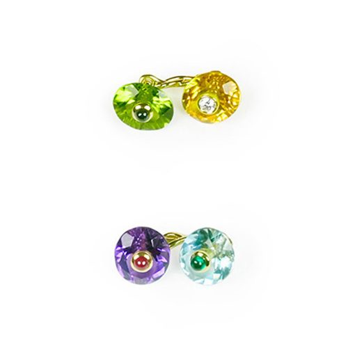 Oval Tutti Frutti Cuff Links with Knot of True Love connector