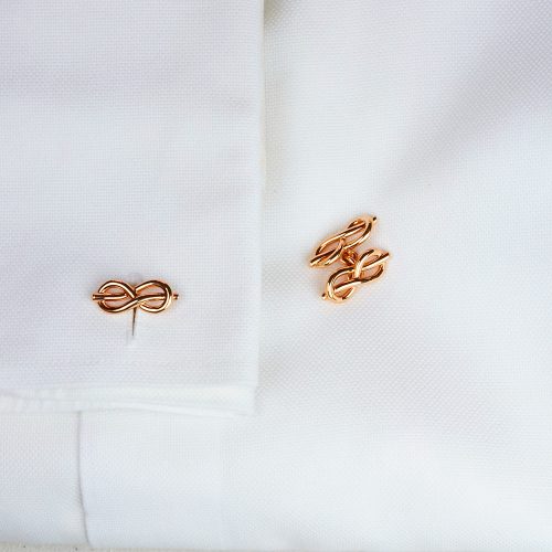 Pair of Knot of True Love Cuff Links with Flexible Chain Link Connectors