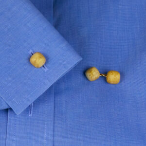 Wooden Sugarloaf shaped Cuff Links with Knot of True Love Connectors