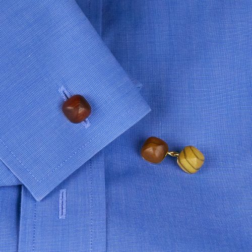 Wooden Sugarloaf shaped Cuff Links with Knot of True Love Connector