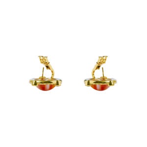 Natural Banded Carnelian Earrings with Yellow Sapphires and Spessartite Garnets - Image 2